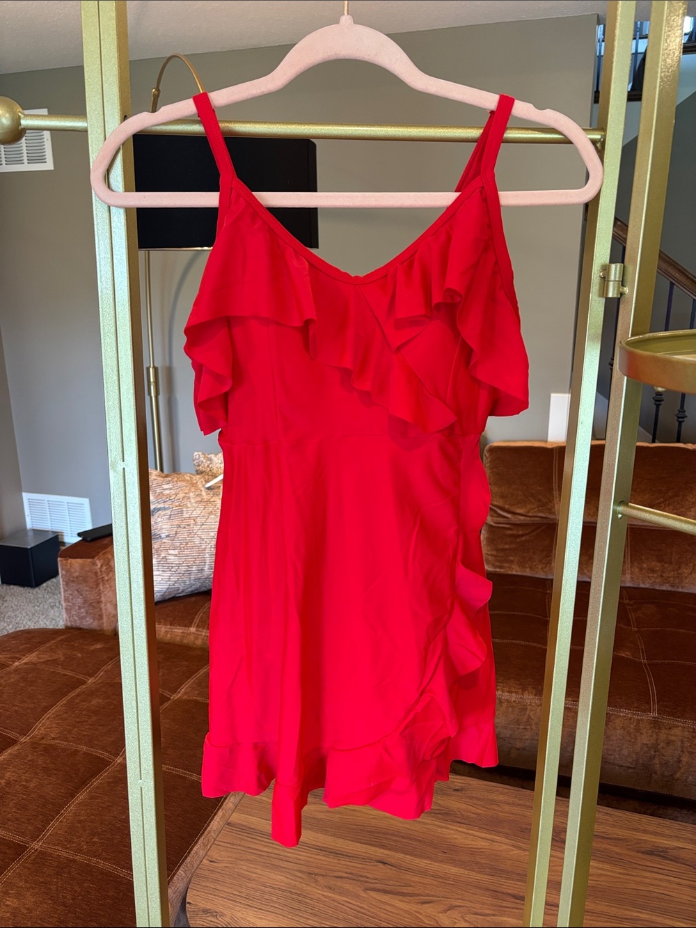 Red Ruffle Spaghetti Strap Women’s Swimsuit